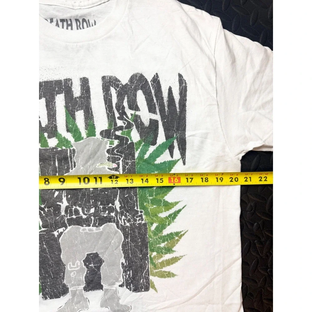 Death Row Records Mens White Graphic T-Shirt Electric Chair Logo Size M Hip Hop - Picture 3 of 6